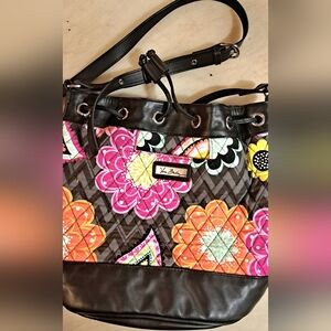 Vera Bradley Black Floral Shoulder Bag With Tag